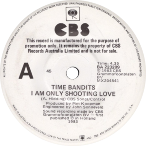 Time bandits - I'm only shooting love / Australia white label promo